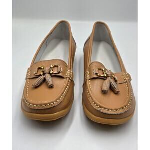 Women’s Tan Tassel Loafers Slip On Comfort Driving Moccasins Casual Size 9.5